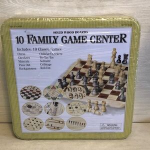 10 Game Center Wood‎ Boards Metal Box Chess & More